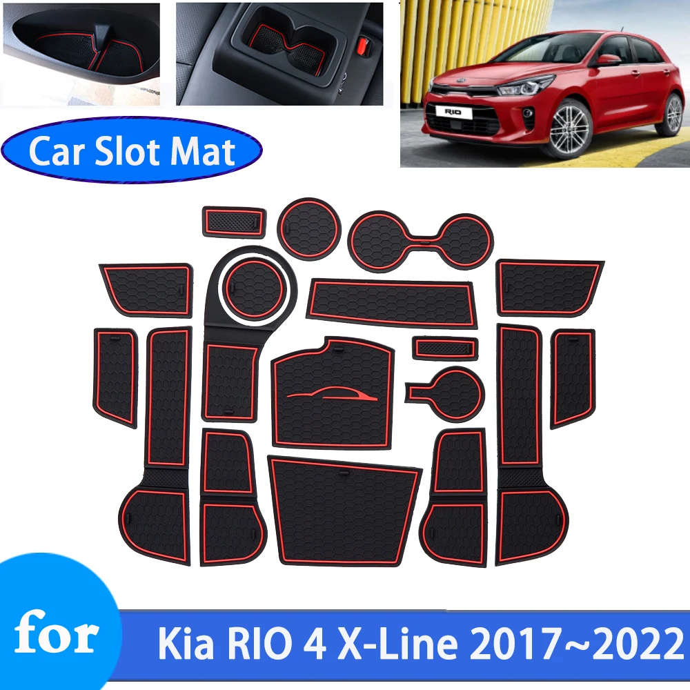 

Нескользящий коврик с отделениями для Kia Rio 4, тоник X-Line 2017, 2018, 2019, 2020, 2021, 2022, автомобильные Противоскользящие коврики, аксессуары для интерьера двери