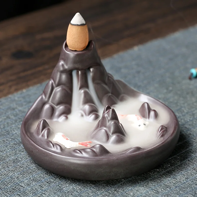 

Керамическая горелка для благовоний, ароматическая курильница с обратным потоком воды, оригинальное ландшафтное украшение для дома