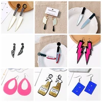 yaologe new cartoon drop acrylic earrings for women flame knife tape rule arrow colorful earrings jewelry party gifts wholesale