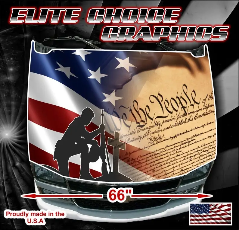 

Патриотический американский флаг виниловый капюшон обмотка капота наклейка Графический универсальный размер