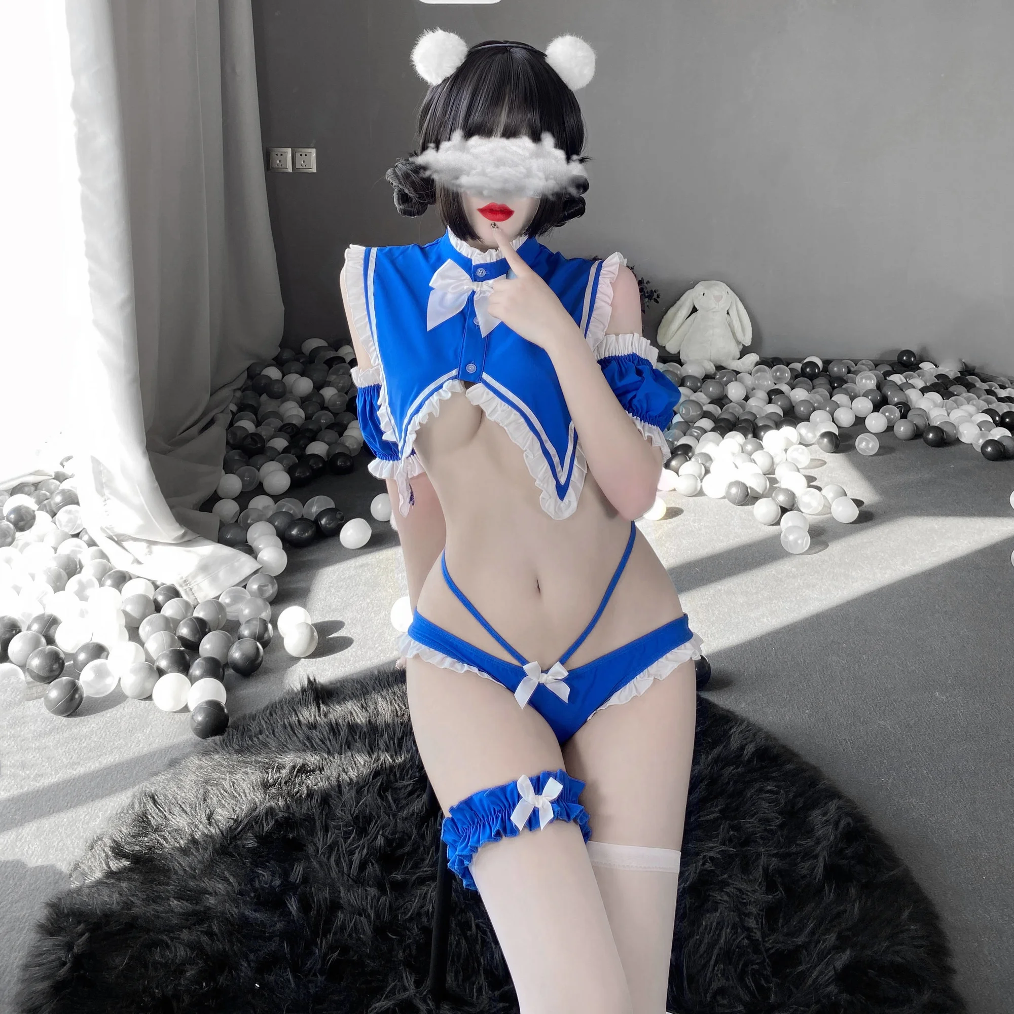 

Sexy Bunny Girl Cosplay Uniform Temptation Lingerie Bow Lace Short Top Nightwear Feamle Role-playing Outfits Erotic Porno