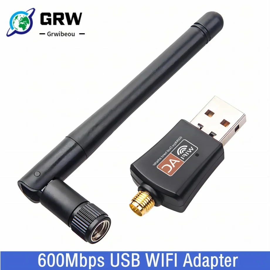Двухдиапазонный USB Wi-Fi адаптер Grwibeou 600 Мбит/с 2 4 ГГц 5 с антенной ПК Мини компьютер