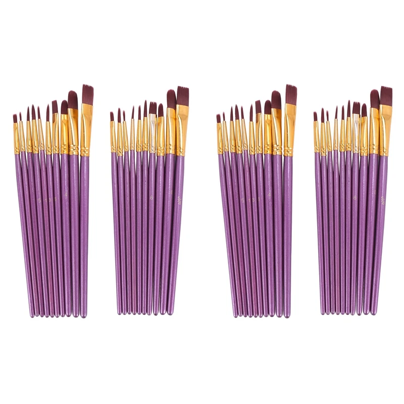

40Pcs Paint Brush Set Artist Paint Brushes For Watercolor, Oil Paintings Canvas, Ceramic, Clay, Wood & Models