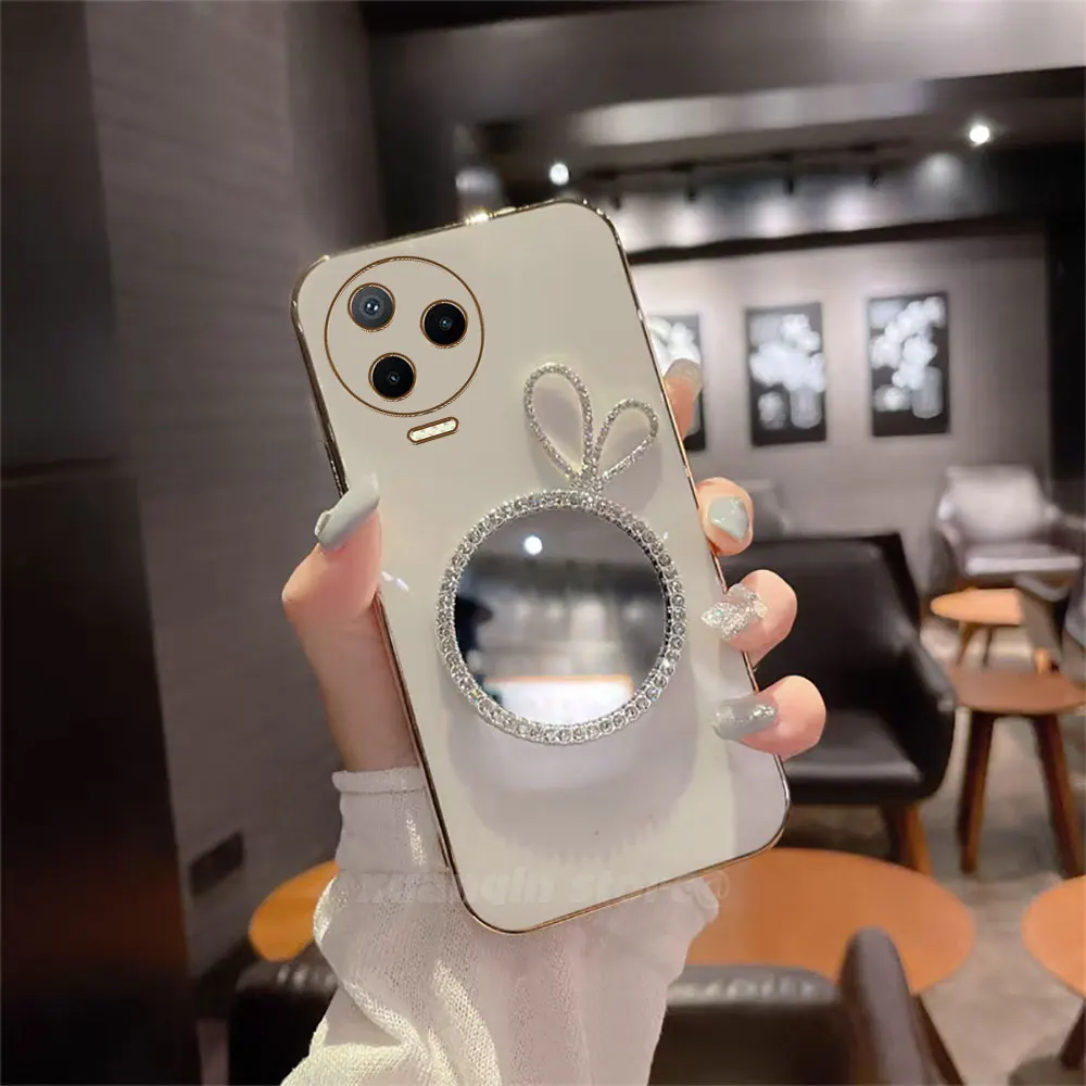 Зеркало для макияжа с заячьими ушами фотовспышка Infinix Note 12 Pro 2023 X676C X676B мягкая