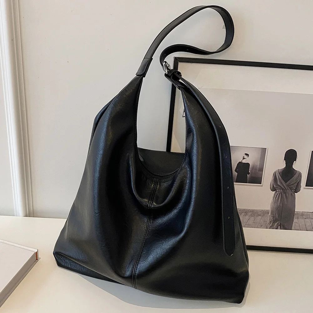 Женская большая сумка на молнии с напуском сумка-хобо из искусственной кожи