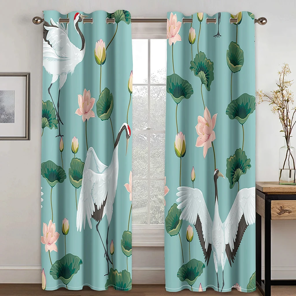 Японский красивый журавль солнечная волна Гора облако затенение занавески для