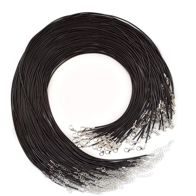 

20 Pieces 20 Inches Black Waxed Necklace Cord With Clasp Bulk For Bracelet Necklace And Jewelry Making