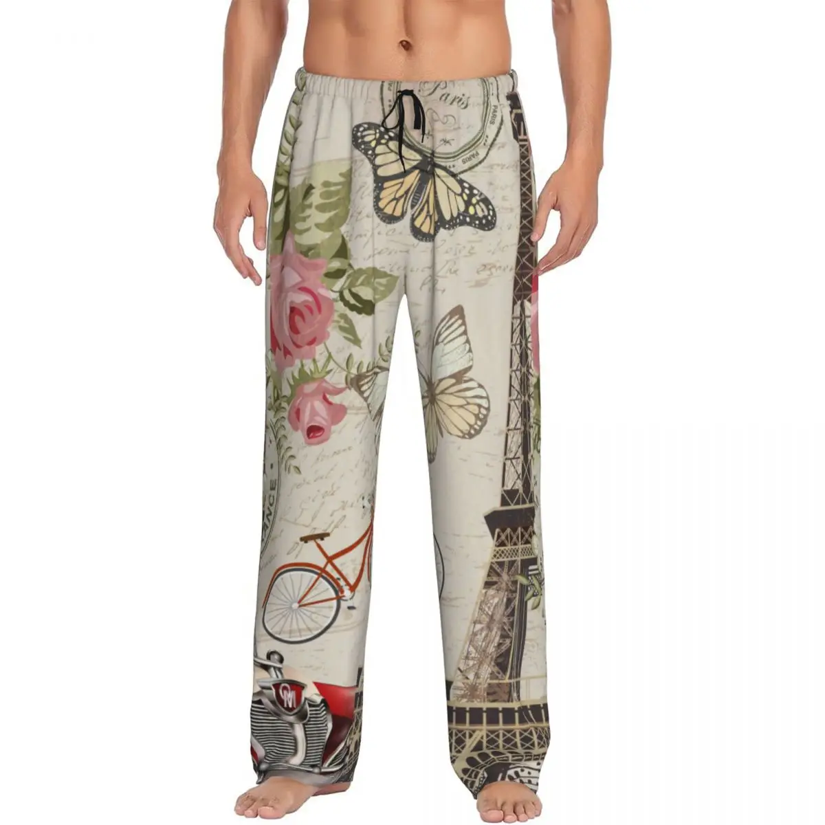 Пижамные брюки в винтажном стиле одежда для сна мужчин эластичный пояс штаны с