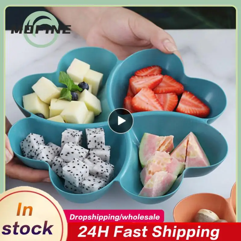 

Lattice Placement Grid Plate Flower-shaped Fruit Plate Easy End-to-end Access Smooth Material Snack Plate Kitchen Bar Utensils