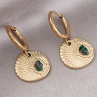 emerald stainless steel stud earrings boho natural stone earrings earring long luxury jewelry wholesale