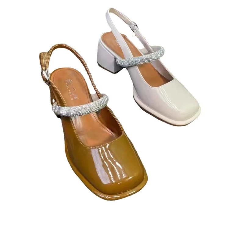 Women's Sandals Thick Heel Square Head Classic Female Mary Jane 2022 New Design Elegant Shallow Mouth Lady Single Shoes