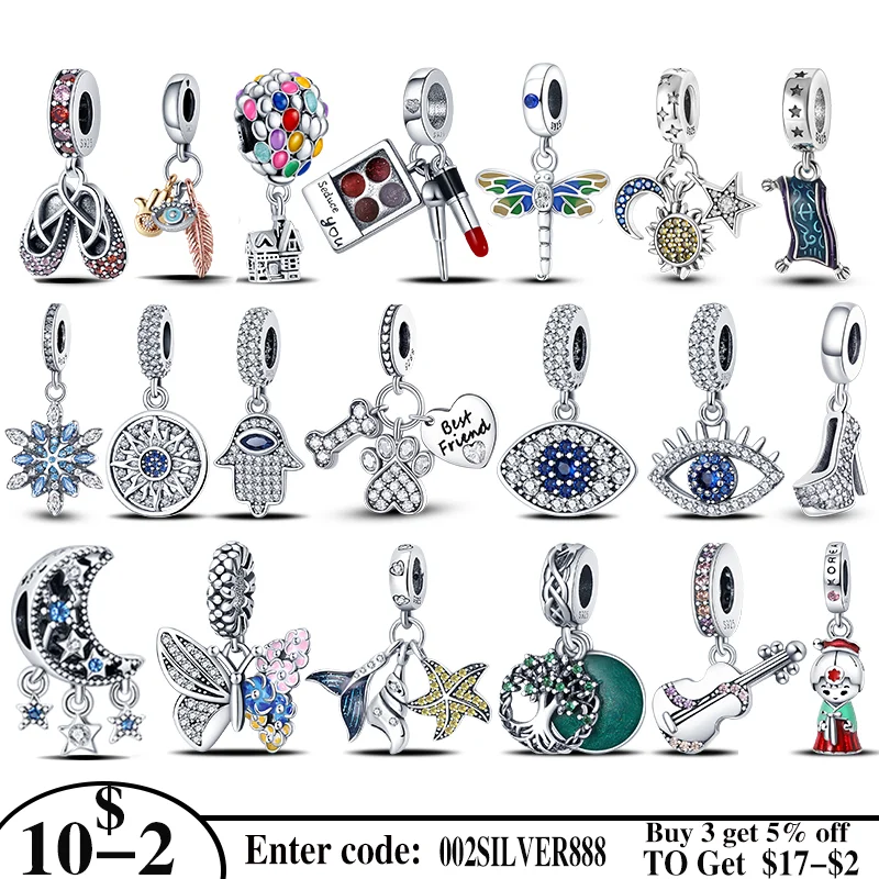 

Fits Original 925 Pandora Bracelet Necklace Silver Color Charms Beads Series For Women 925 Silver Pendant Beads Diy Jewelry
