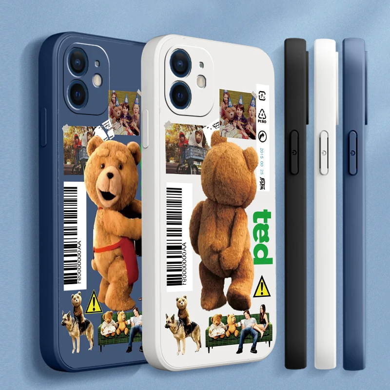 

Cute Teddy Bear Case For iPhone 12 11 13 Pro XR X XS Mini Max Liquid Silicone Phone Couqe For iPhone 8 7 6s 6 Plus Funda Capa