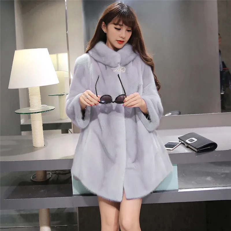 White Irregular Faux Mink Fur Coat Women elegant fur coats Winter Fashion Stand Collar Thick Warmth Jacket Feminina white korean