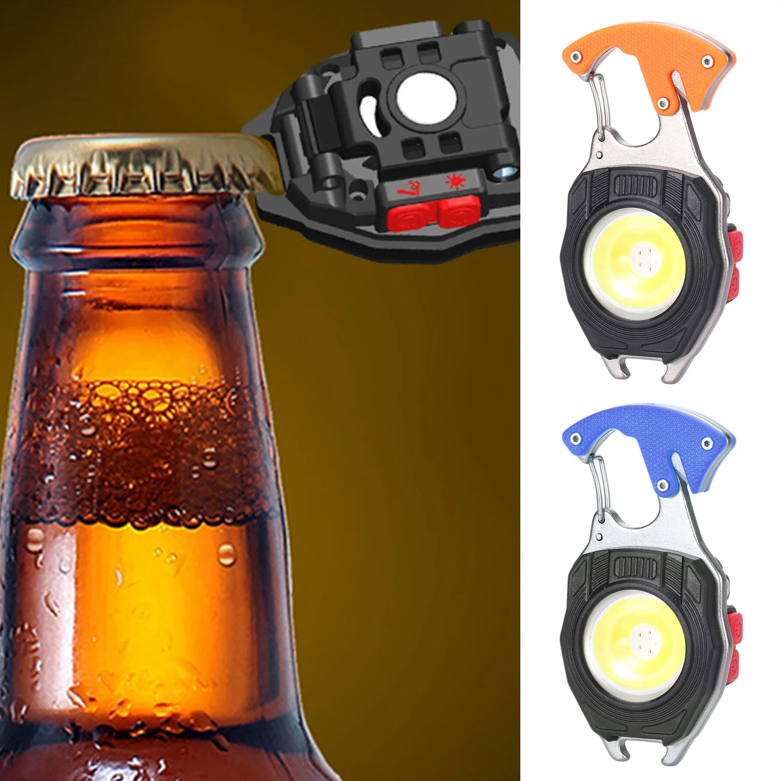 

COB Keychain Light Multifunctional Mini Emergency Keychains Torches USB Rechargeable with Cigar Lighter Bottle Opener for Hiking