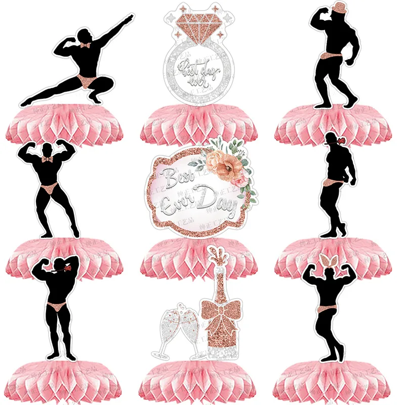 

9 шт. розово-золотые сотовые шарики, настольные украшения для мальчишвечерние, свадьбы, вечеринки невесты, декор для свадебной вечеринки, мистер и миссис, любовь, свадьба