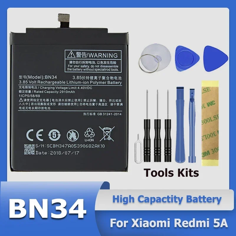 XDOU Высокое качество BN34 Батарея для Xiaomi Redmi 5A 5.0 &quotСменная батарея + бесплатные