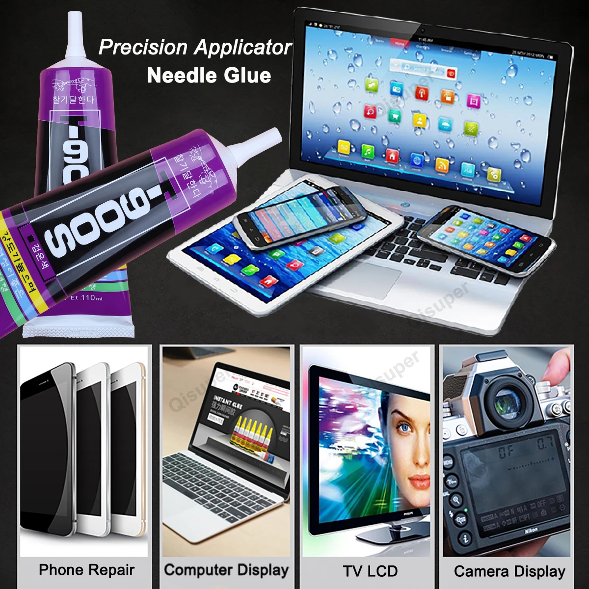 Универсальный черный эпоксидный клей для мобильного телефона T9000 ЖК-дисплей