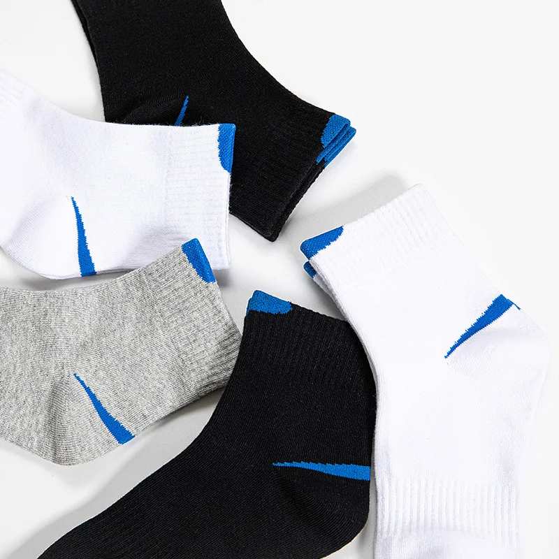6Pairs High Quality Combed Cotton Men's Socks Black White Casual Breathable Solid color Sport Socks EUR 38-45
