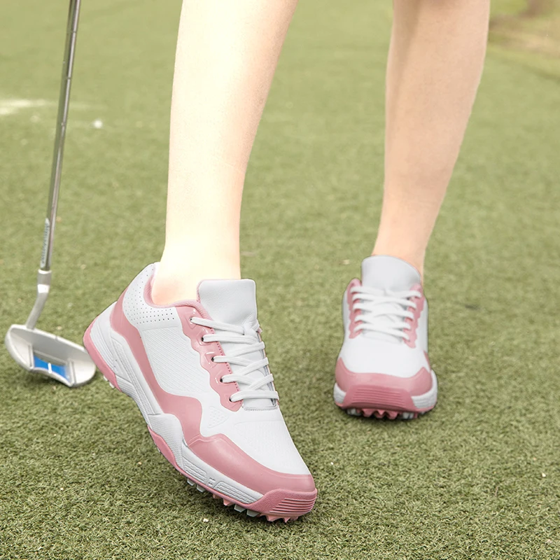 Fashion Ladies Sneakers Professional Golf Shoes Women Classic Lace Up Grass Walking Shoes Outdoor Non-Slip Golf Sneakers Women