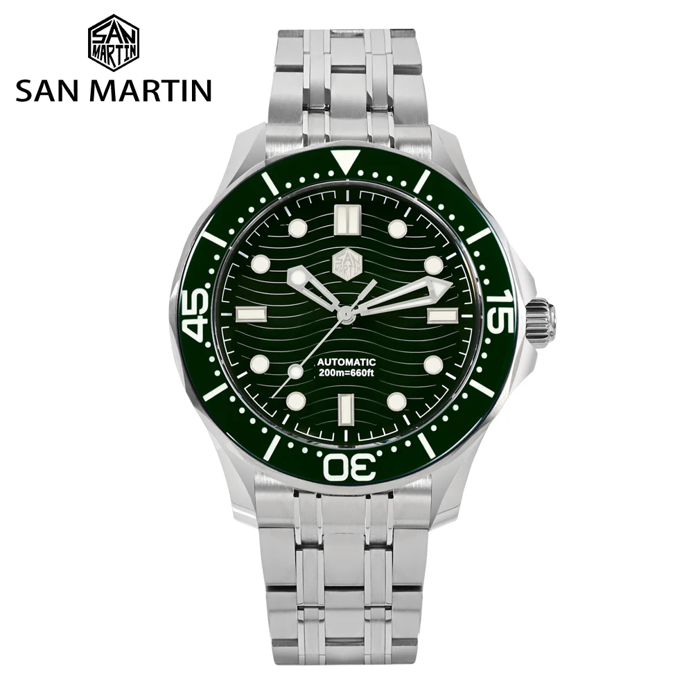 

San Martin 42mm Stainless Steel Men Luxury Diver Watch YN55 Automatic Mechanical Sapphire BGW9 Full Luminous 20Bar Waterproof