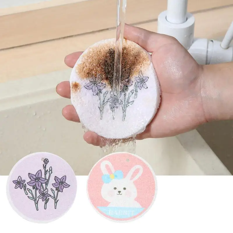 

Kitchen Cleaning Sponge For Dishes Reusable Double Sided Cute Sponges Non Stick Cellulose Dish With Lanyard Dish Washing Scrubbe