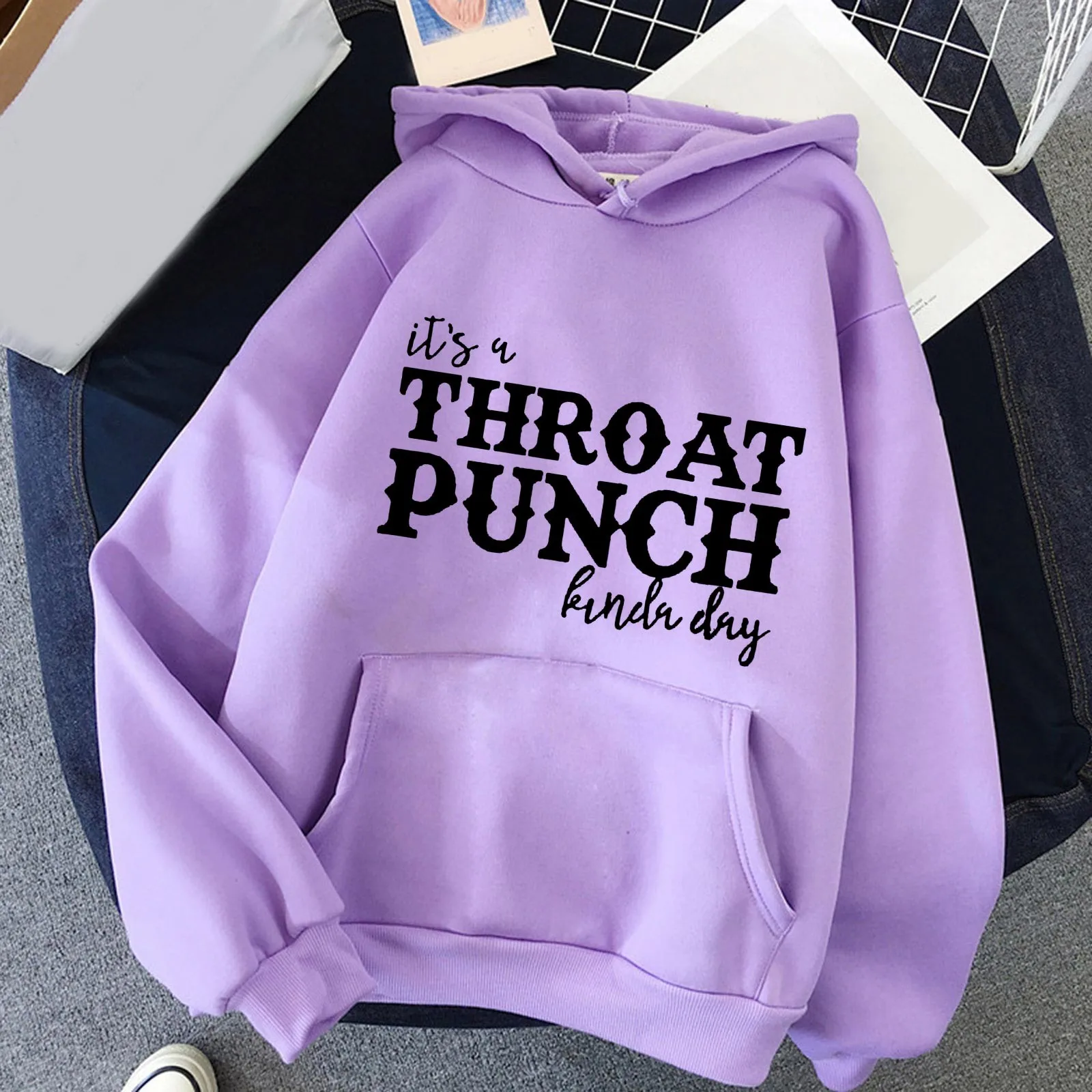 

Women's Print Long Sleeved Sweatshirt Blouse Pullover Solid Color Hooded Long Fleece Hoodie Women