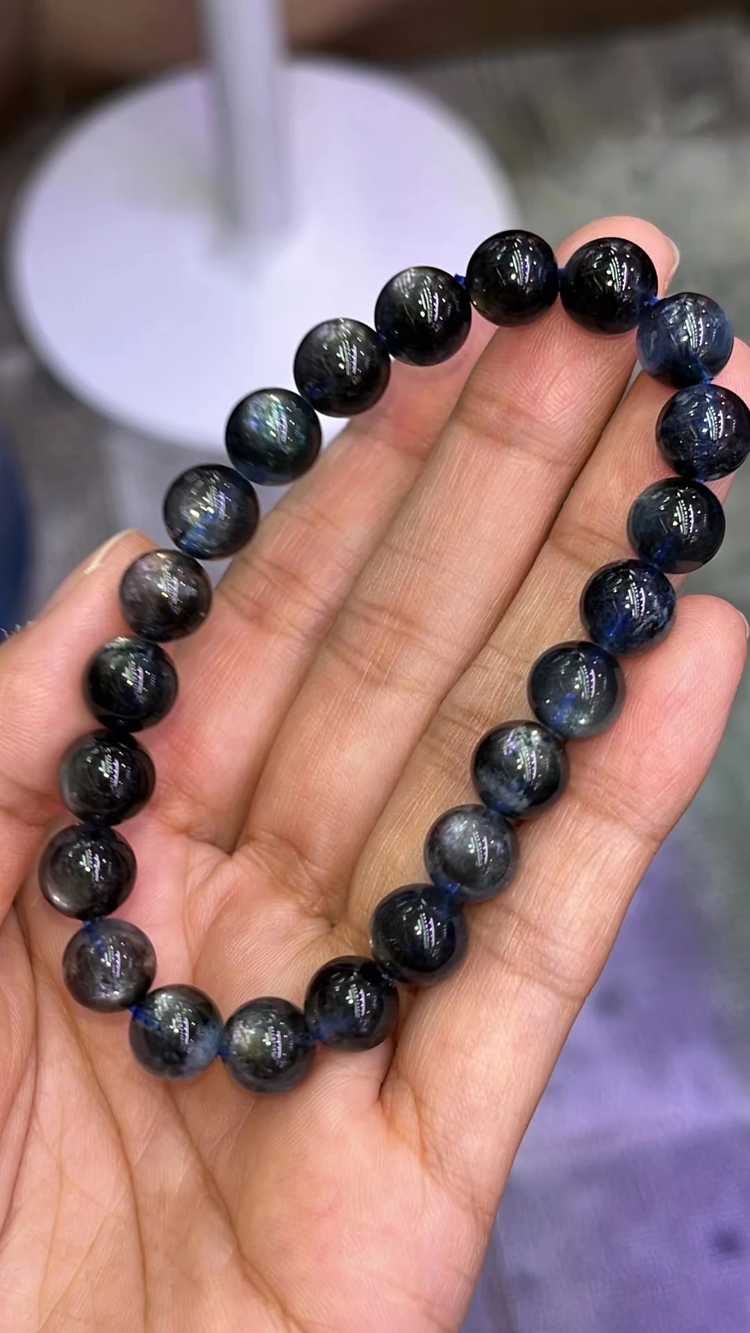 Натуральные голубые аквамариновые прозрачные круглые бусины большой Браслет 8 6