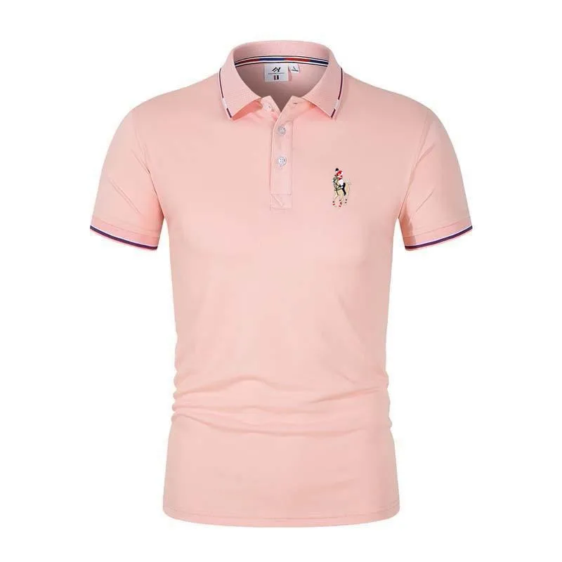 2023 New Embroidered Men's Polo Shirt Top Men's Casual Business Polo Neck Short Sleeve T-shirt Summer Golf Apparel