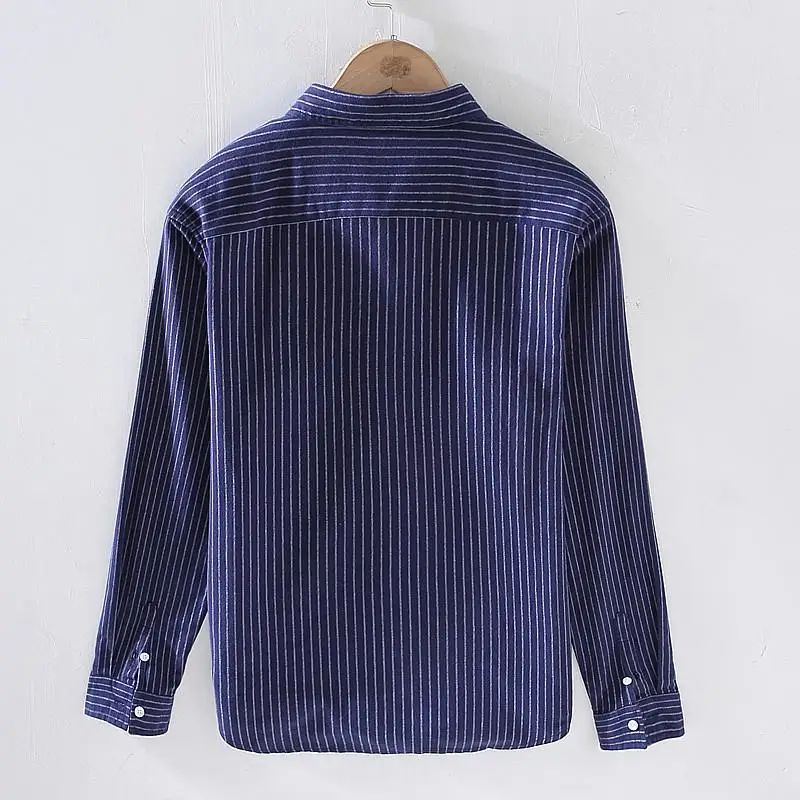High Quality Japanese-Korean New Style Mens Shirt Striped Casual Long Sleeve Cotton Shirt Hommes Blouse Clothing Male Tops S-3XL