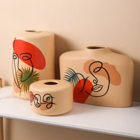 nordic modern ceramic painted vase morandi creative furnishings dried flower ornaments hydroponics tv cabinet home decoration