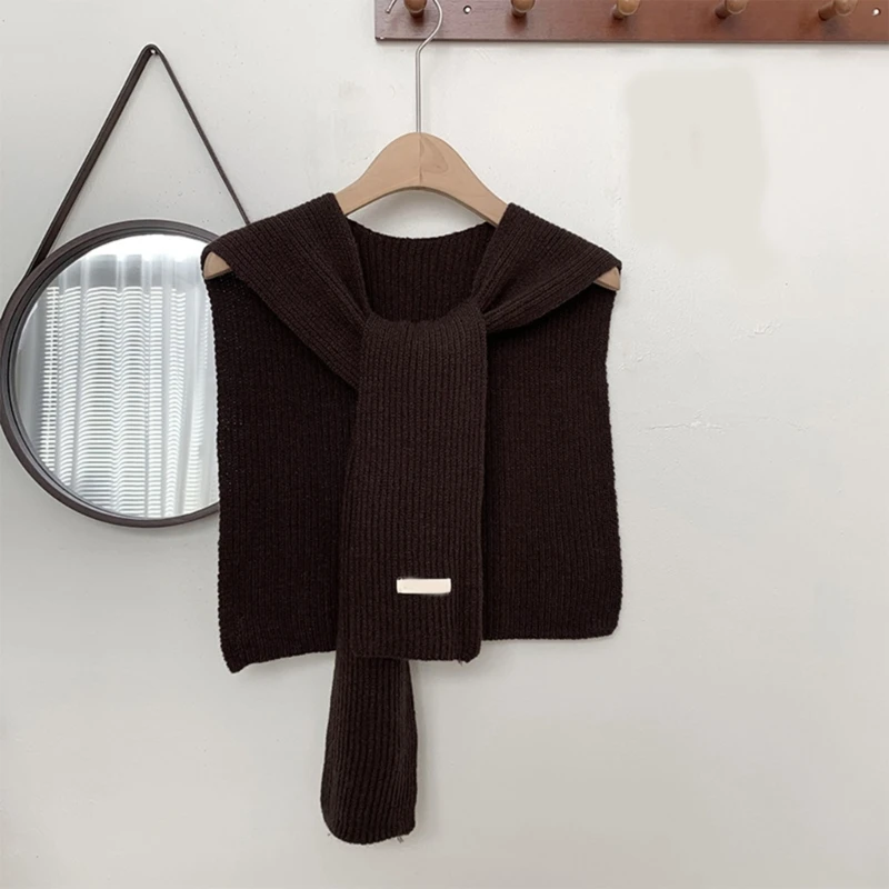 Женский модный свитер вязаная шаль шарф с завязками спереди сплошной цвет