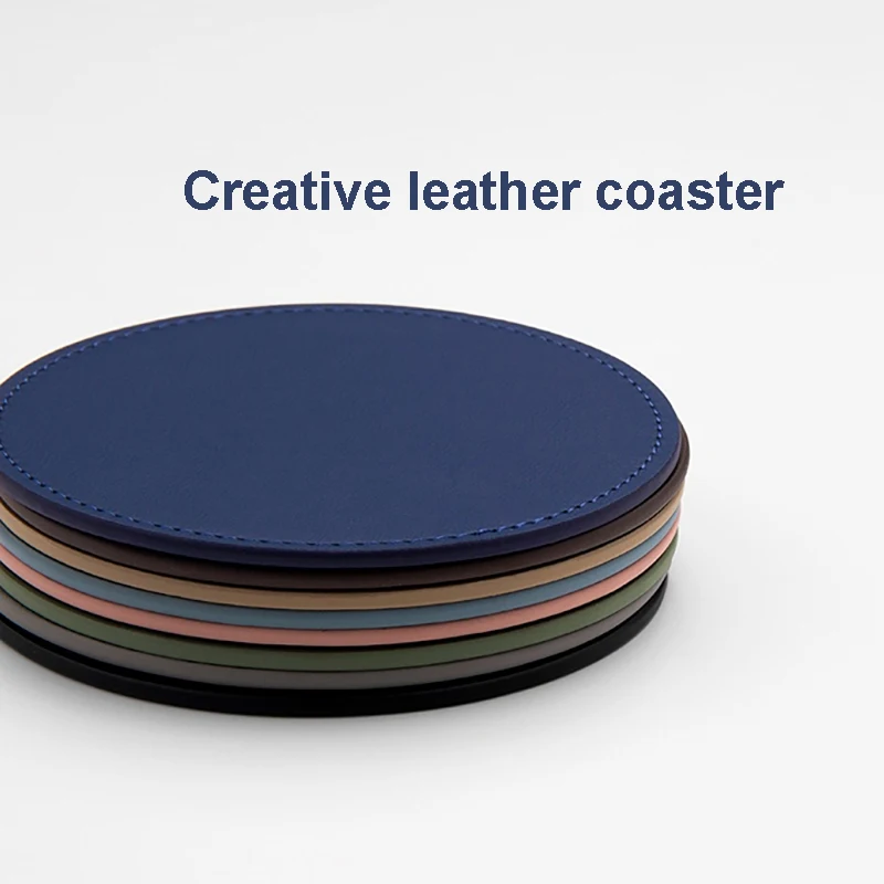 

Coffee Coaster Round Solid Color Kitchen Insulation Mat Leather Nordic Minimalist Style Thickened Insulation Table Mat Placemat