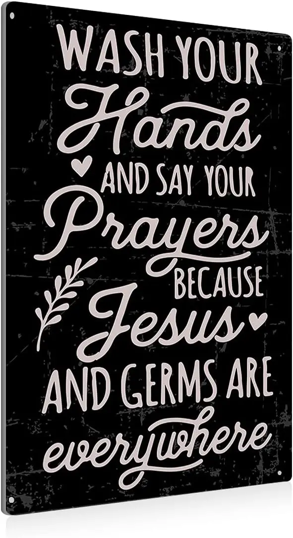 Funny Wsh Your Hnds Bthroom Metl Tn Sgn Wll rt Decor - Quote for Tolet Restroom Gfts