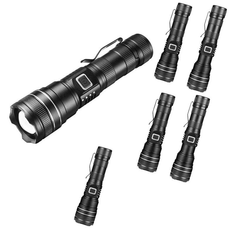 

Type-C Rechargeable P50/70/90 Glare Zoom Flashlight LED Outdoor Portable Flashlight With Pen Holder