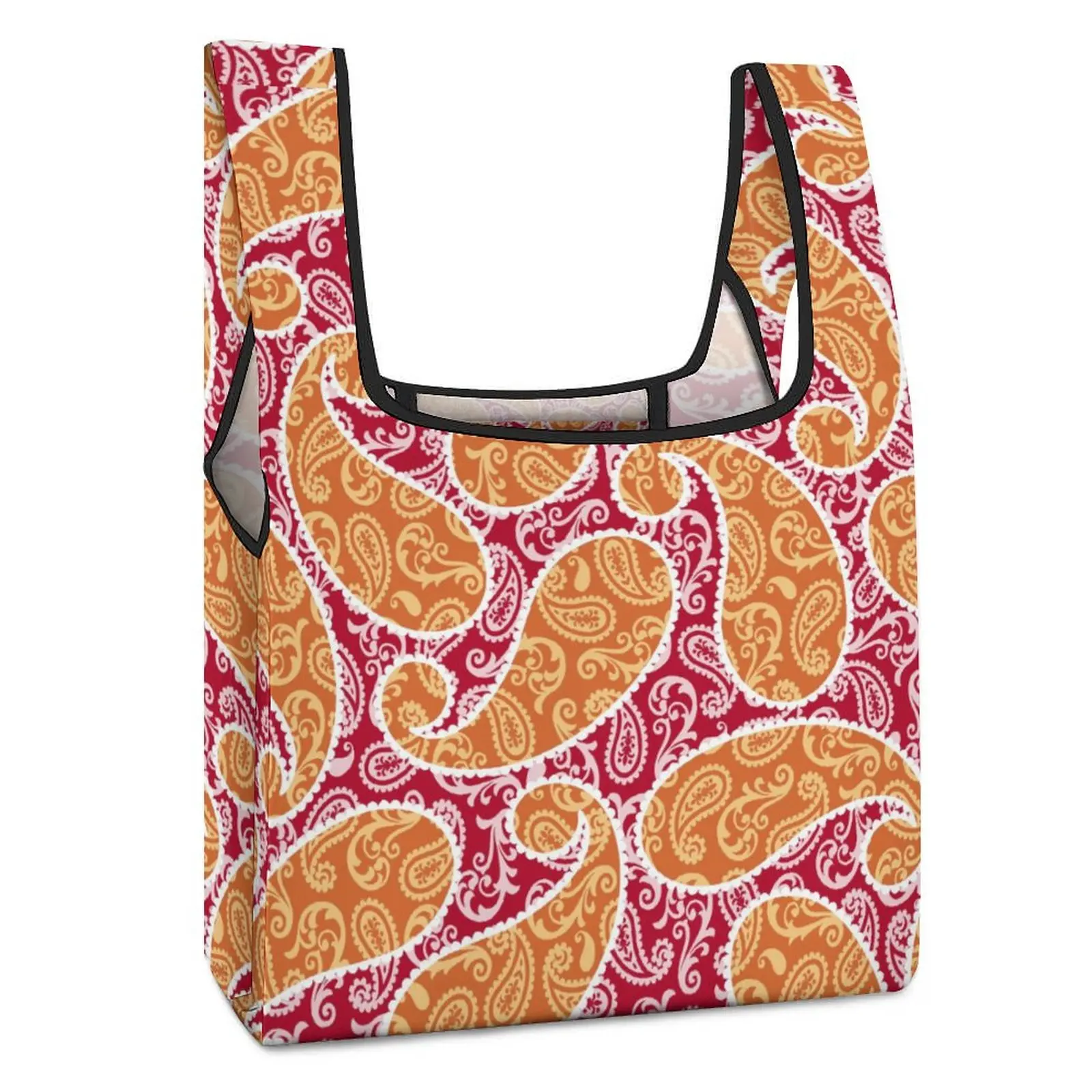 Red Unique Decor Shopping Bag Double Strap Handbag Casual Woman Grocery Bag Tote Bag Asthetic Customized Printed