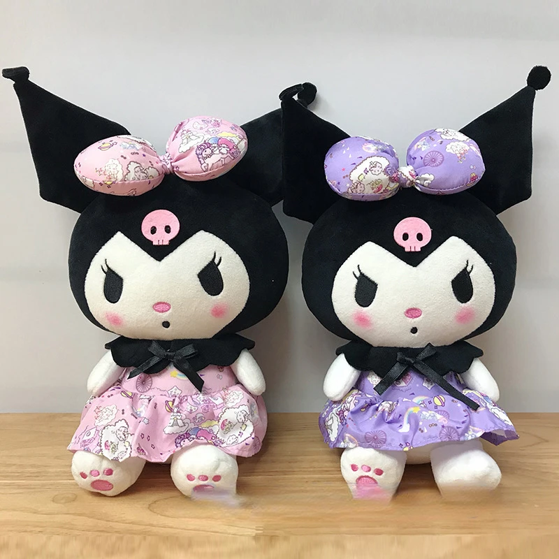 

Fluffy Sanrio Plush Toys Kawaii Stuffed Kuromi Princess Bow Plush Doll Soft Anime Cartoon Ragdoll Dol Home Decor Girls&kids Gift