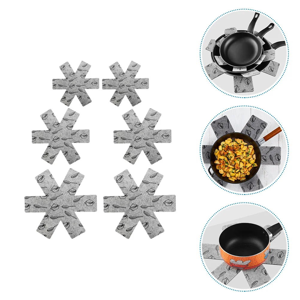 

6 Pcs Desktop Protector Felt Pan Protectors Anti Scratch Non Stick Separators Pads Accessories Non-woven Pot Holder