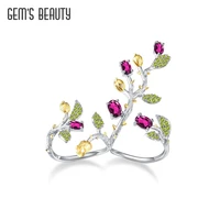 gems beauty original forest design finger ring gemstone 925 sterling silver black branch open ring for women elegant jewelry