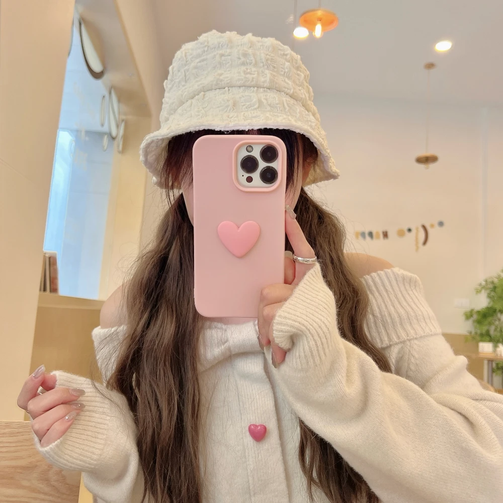 Яркий цвет 3D Love Heart Skin Feel Безграничный мягкий матовый чехол для телефона iPhone 11 12 13