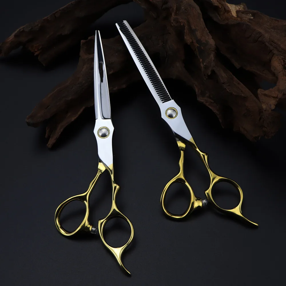 

professional JP 440c steel 6.5 inch bearing gold hair cutting scissors haircut thinning barber cut shears hairdressing scissors