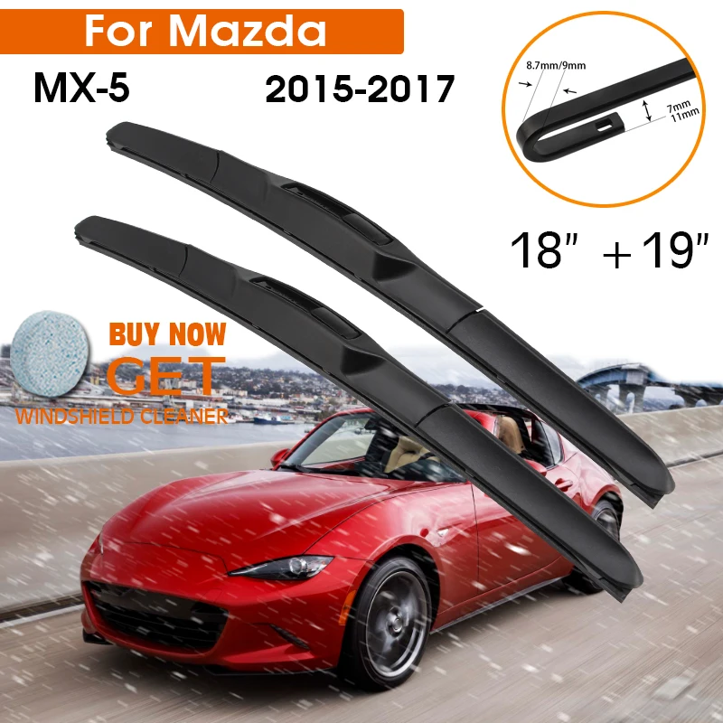 

Car Wiper Blade For Mazda MX-5 2015-2017 Windshield Rubber Silicon Refill Front Window Wiper 18"+19" LHD RHD Auto Accessories