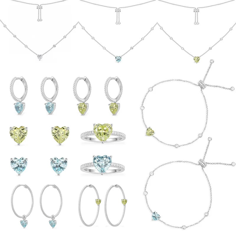 

LIDU высокое качество 925 Стерлинговое Серебро 2022New любовь бриллиант ожерелье серьги кольцо Монако красивые модные ювелирные изделия Бесплатная доставка