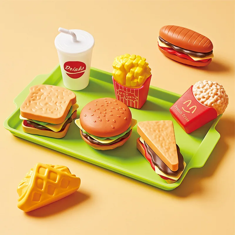 

Detachable Snack Hamburger Plastic Pretend Toy Play House Food Sets For Kids Kitchen