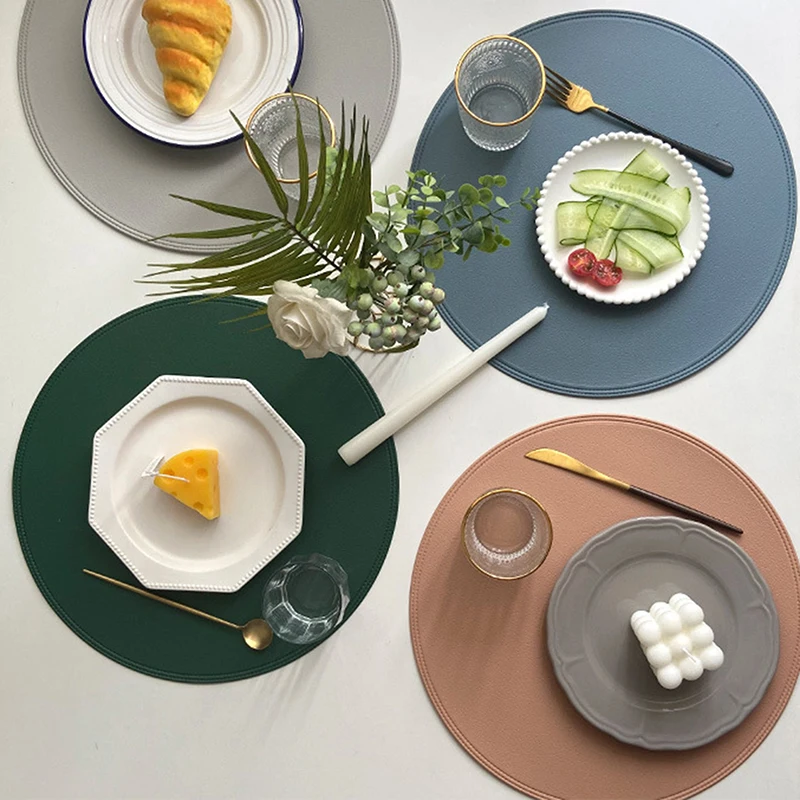 

Nordic Leather Placemats Tableware Pad Heat Insulation Table Mat Non-Slip Waterproof Oilproof PU Leather Bowl Coaster Kitchen