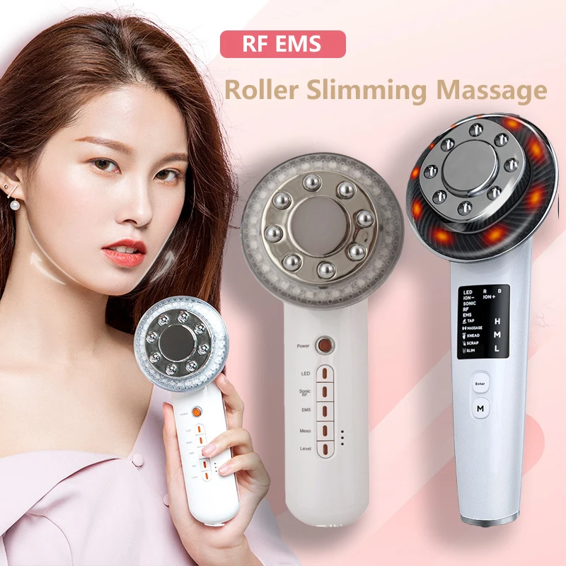

EMS RF Ultrasound Cavitation LED Light Therapy Ions Roller Body Slimming Massager Fat Burner Removal Cellulite Facial Lifting