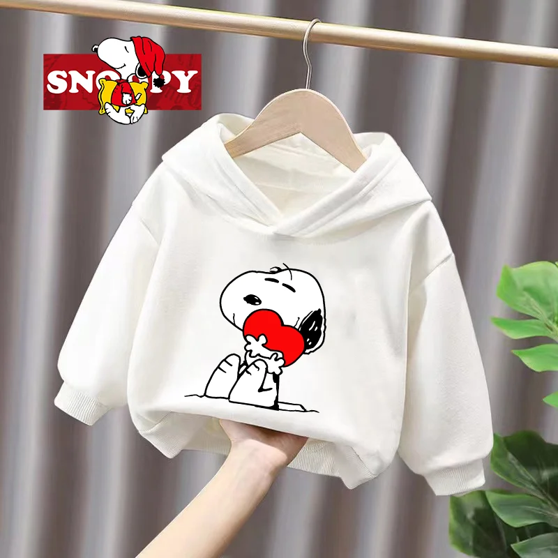 Snoopy Baby Sweatshirts Kawaii Peanuts Comic Characters Thicker Tops Warm Comfortable Winter Girls Boys Birthday Christmas Gifts