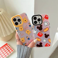 disney cartoon mickey winnie the pooh cartoon phone cases for iphone 13 12 11 pro max mini xr xs max 8x 7 se embossed back cover