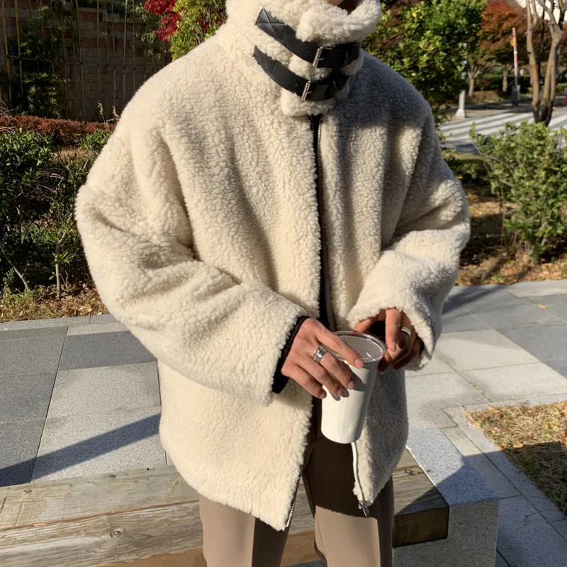 Winter Jacket Men Warm Fashion 3-color Retro Thicken Lamb Wool Jacket Men Oversize Loose Thicke Short Coat Mens Korean Clothes