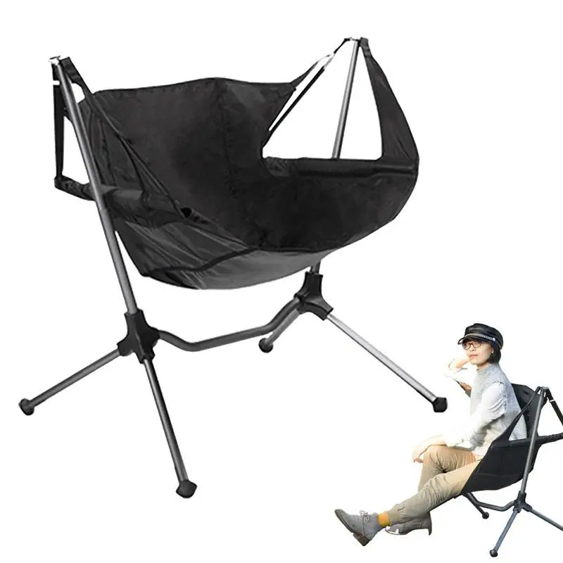 

Hammock Lounger Chair Aluminum Alloy Recliner Rocking Chairs Stable Support Swingable Foldable Chair With Storage Bag For